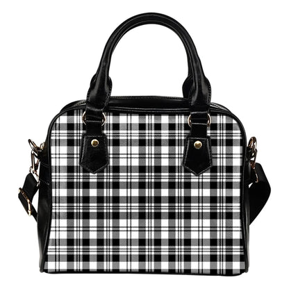 Scott Black & White Modern Tartan Plaid Shoulder Handbag