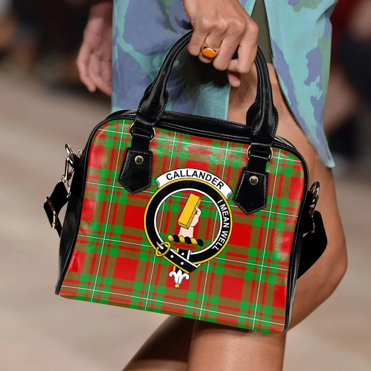 Callander Modern Tartan Crest Shoulder Handbag