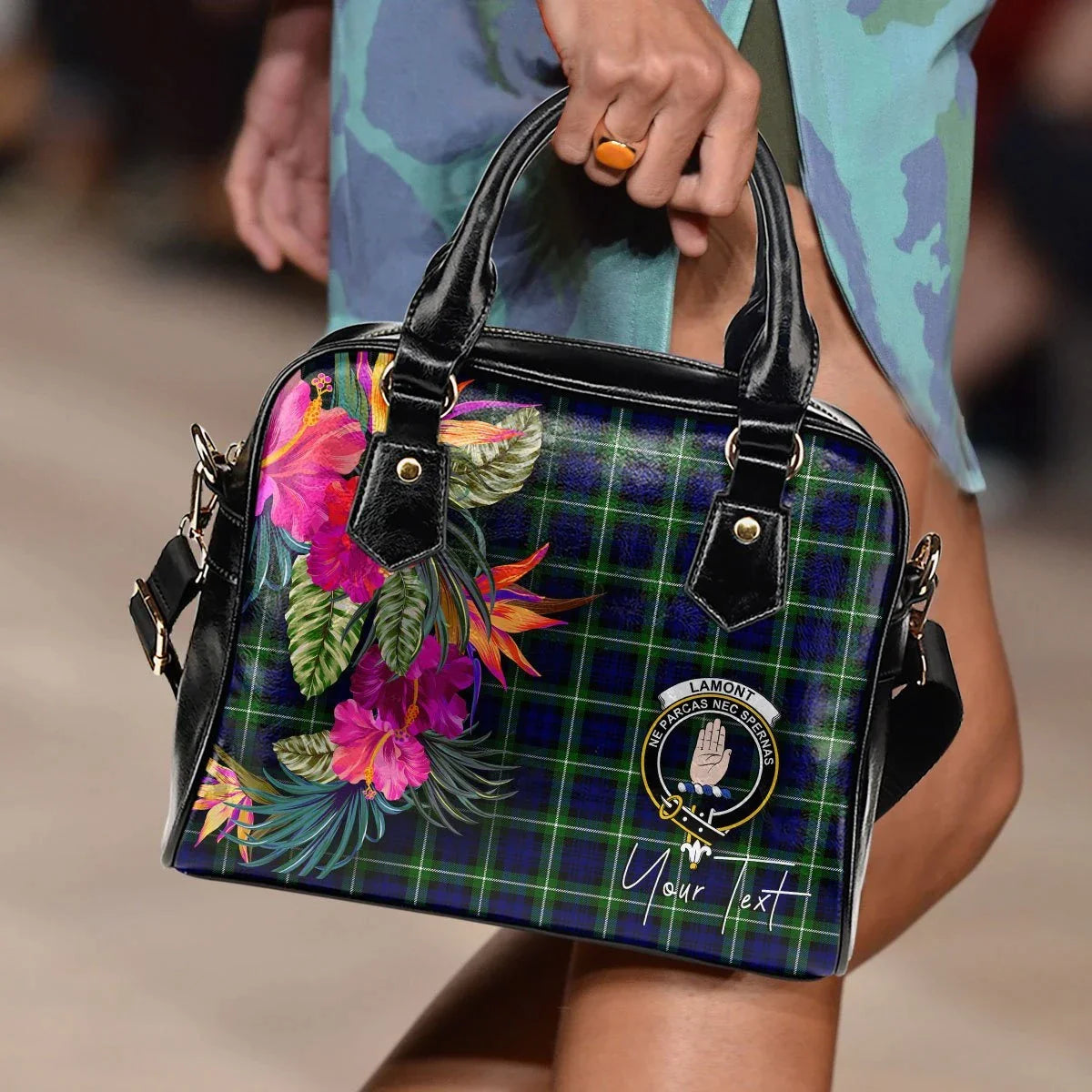 Lamont Tartan Hibiscus Shoulder Handbag