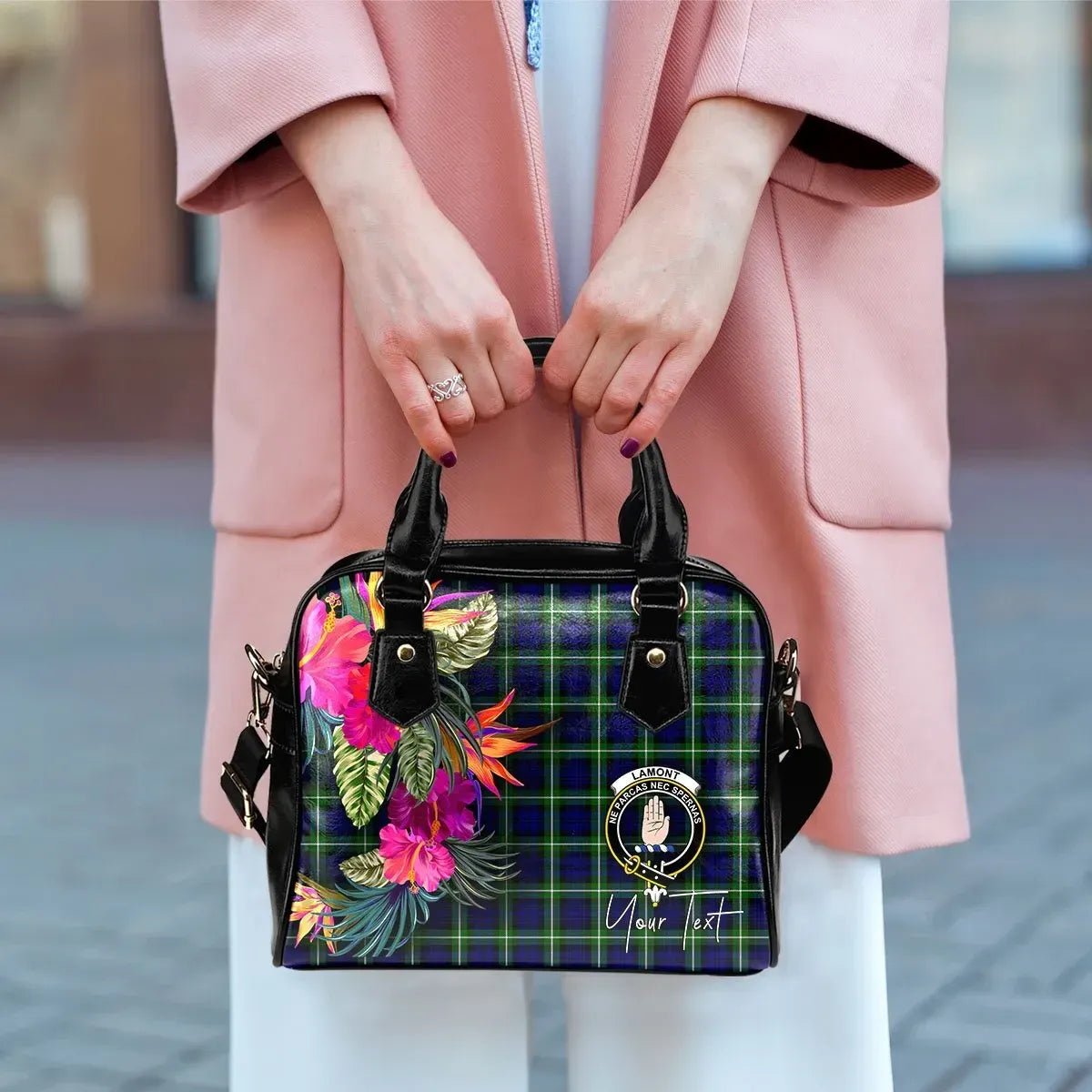 Lamont Tartan Hibiscus Shoulder Handbag