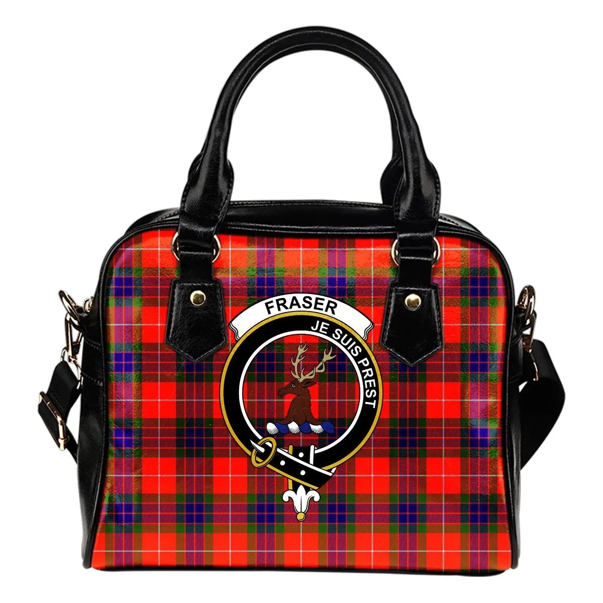 Fraser of Lovat Tartan Crest Shoulder Handbag