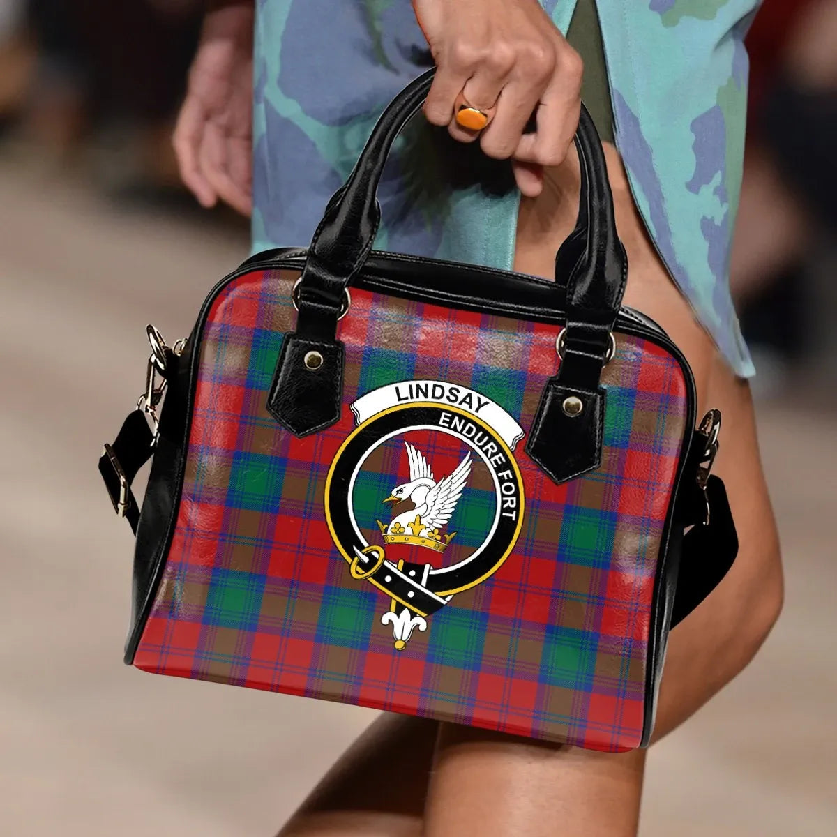 Lindsay Modern Tartan Crest Shoulder Handbag