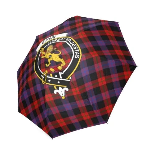 Broun Modern Tartan Crest Umbrellas