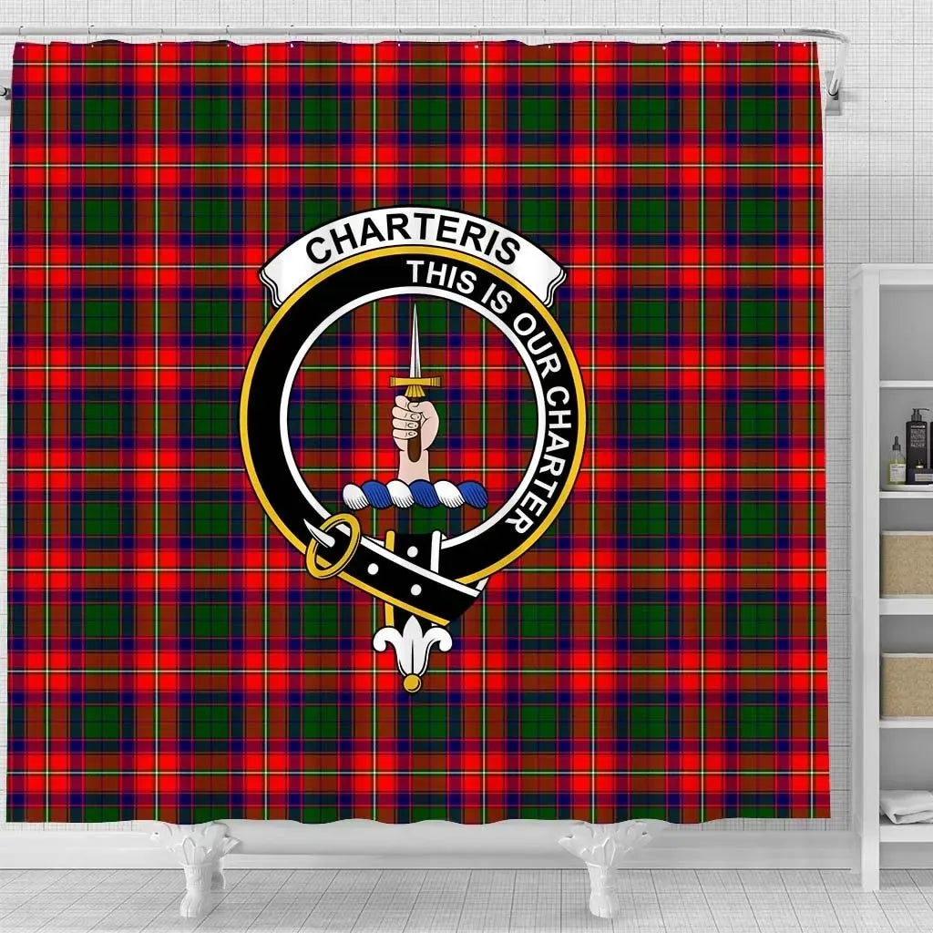 Charteris (Earl of Wemyss) Tartan Crest Shower Curtain