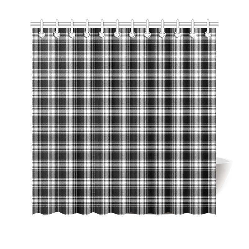Menzies Black & White Modern Tartan Plaid Shower Curtain