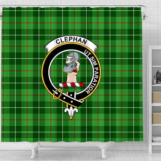 Clephane (or Clephan) Tartan Crest Shower Curtain