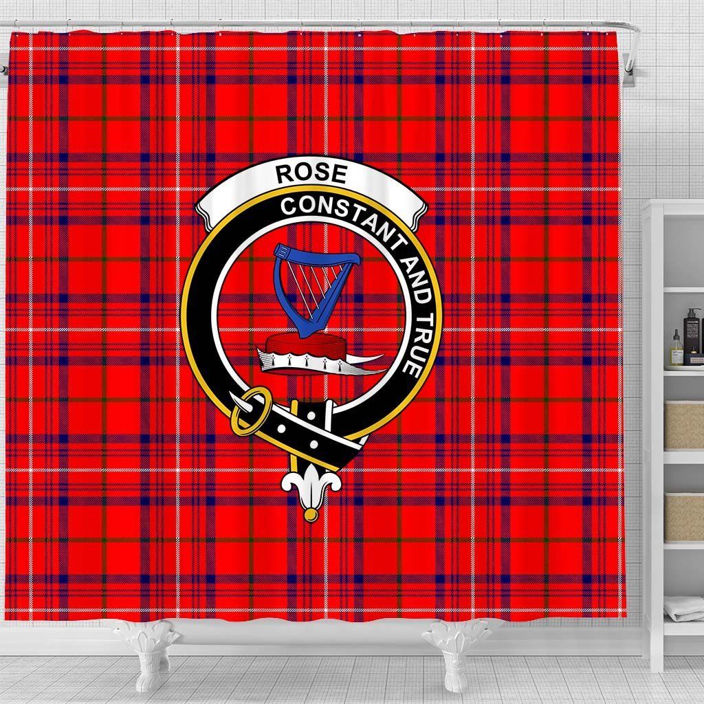 Rose Tartan Crest Shower Curtain