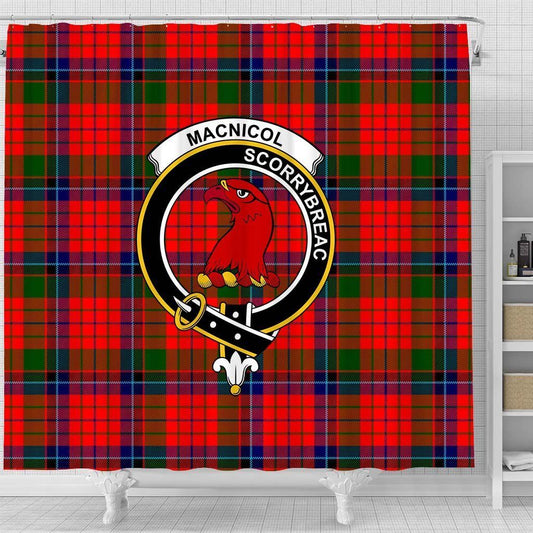 MacNicol (of Scorrybreac) Tartan Crest Shower Curtain