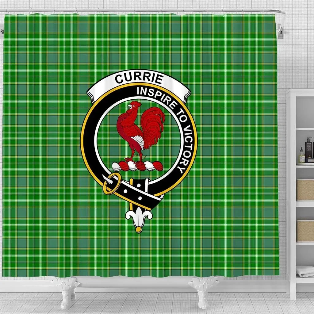 Currie or Curry Tartan Crest Shower Curtain