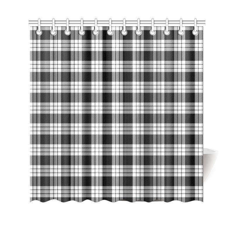 Macfarlane Black _ White Tartan Plaid Shower Curtain