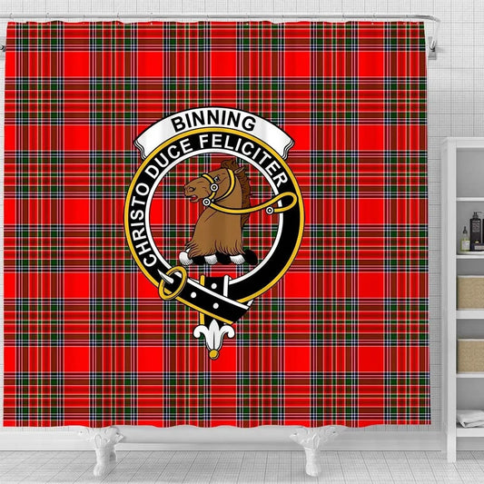 Binning of Wallifoord Tartan Crest Shower Curtain