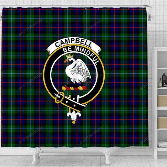 Campbell of Cawdor Tartan Crest Shower Curtain