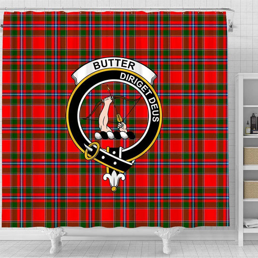 Butter Tartan Crest Shower Curtain