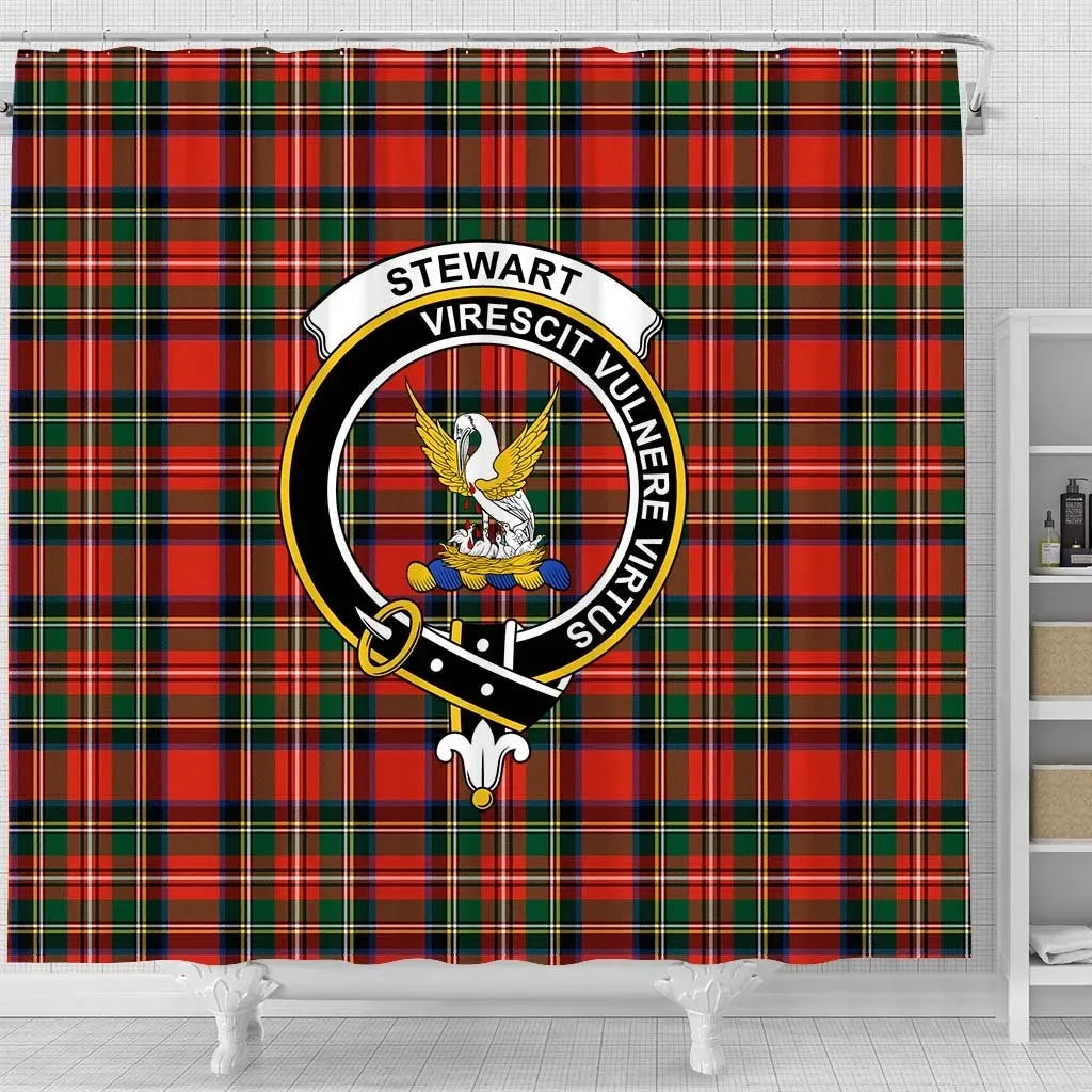 Stewart (High Stewards) Tartan Crest Shower Curtain