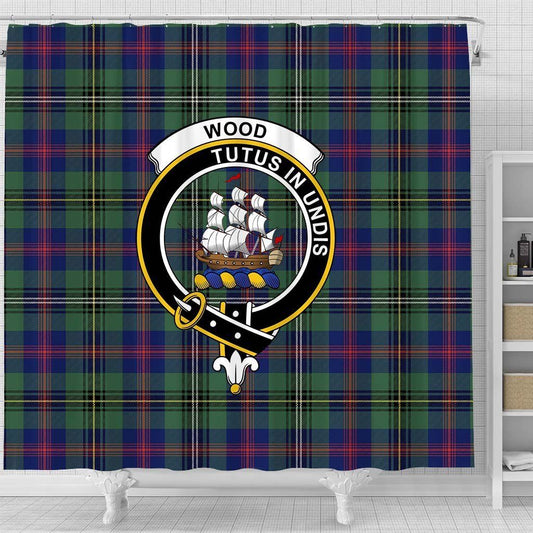 Wood Tartan Crest Shower Curtain