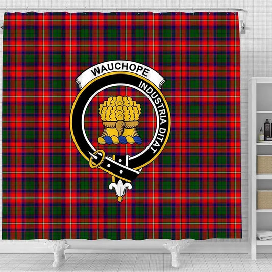 Wauchope (or Waugh) Tartan Crest Shower Curtain