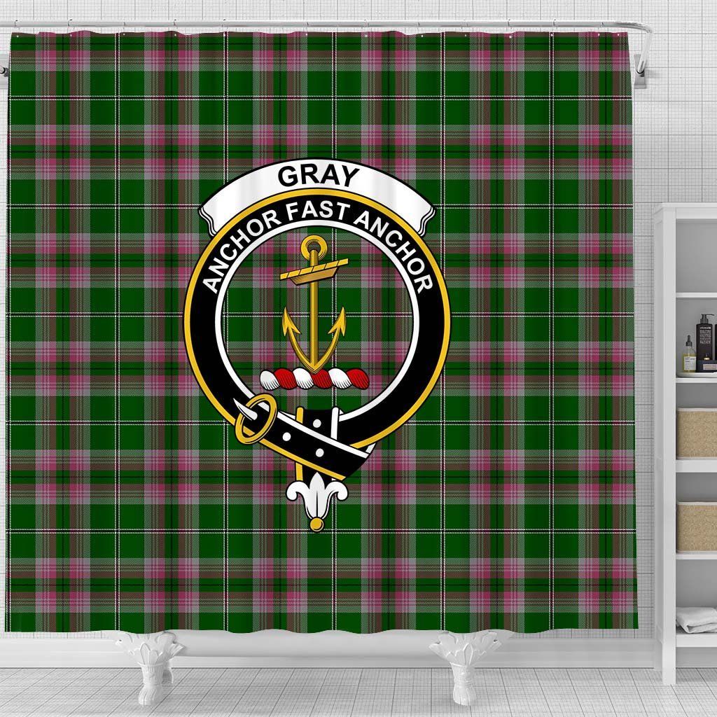 Gray Tartan Crest Shower Curtain