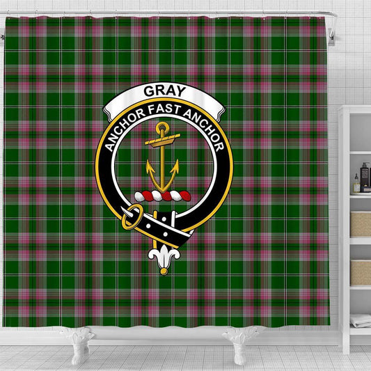 Gray Tartan Crest Shower Curtain