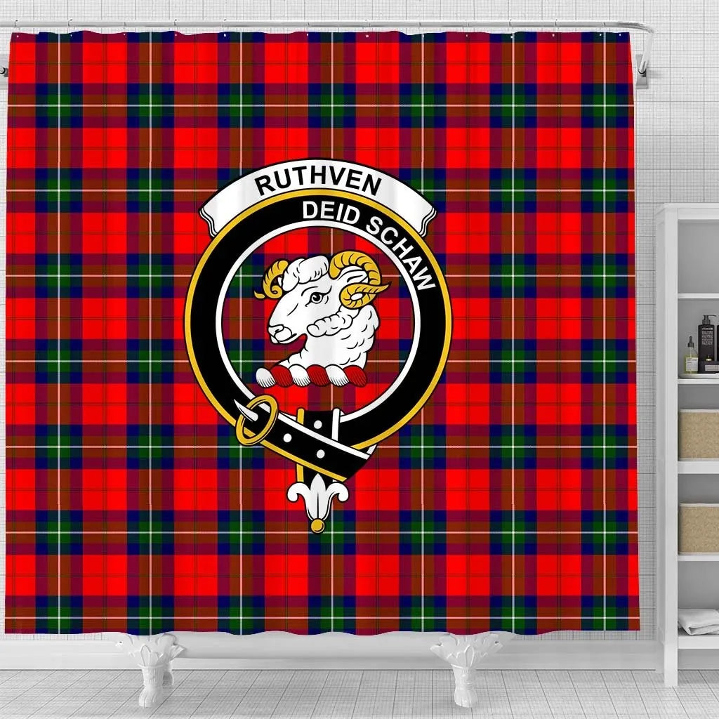 Ruthven Tartan Crest Shower Curtain
