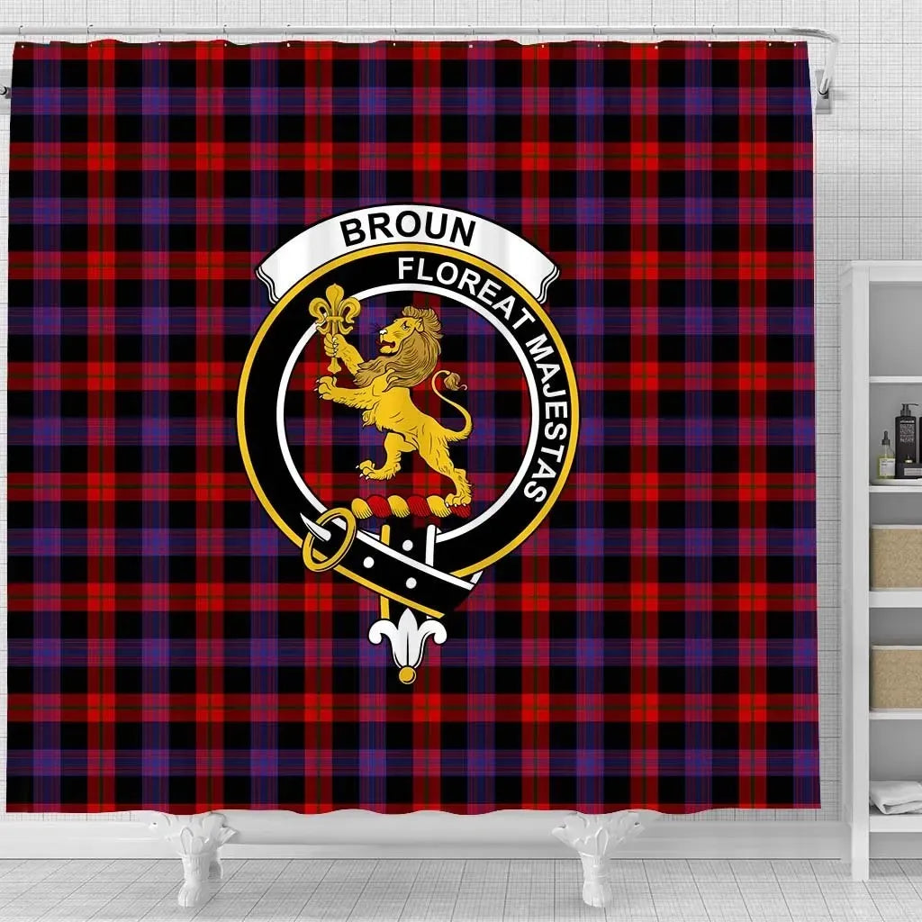 Broun Tartan Crest Shower Curtain