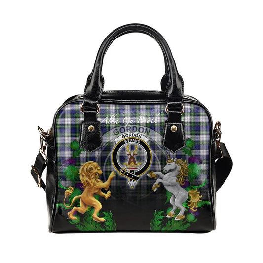 Gordon Dress Modern Tartan Shoulder Handbag Lion Unicorn Thistle Style