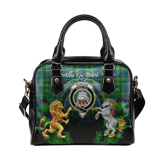 Duncan Ancient Tartan Shoulder Handbag Lion Unicorn Thistle Style