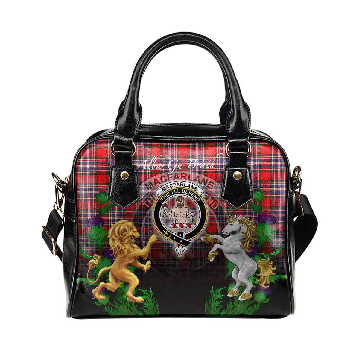 MacFarlane Modern Tartan Shoulder Handbag Lion Unicorn Thistle Style