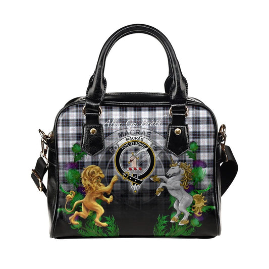 MacRae Dress Modern Tartan Shoulder Handbag Lion Unicorn Thistle Style