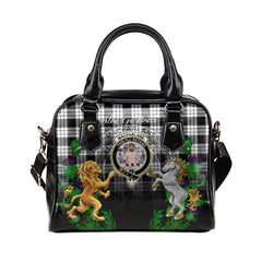 MacFarlane Black & White Tartan Shoulder Handbag Lion Unicorn Thistle Style