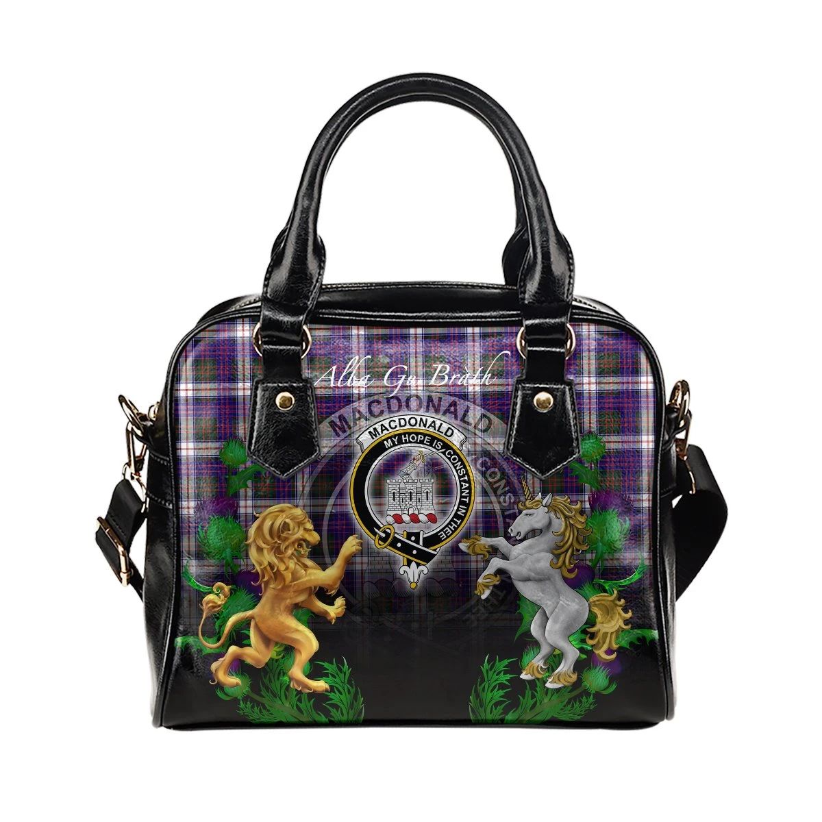 MacDonald Dress Modern Tartan Shoulder Handbag Lion Unicorn Thistle Style
