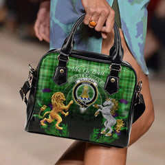 Galloway District Tartan Shoulder Handbag Lion Unicorn Thistle Style