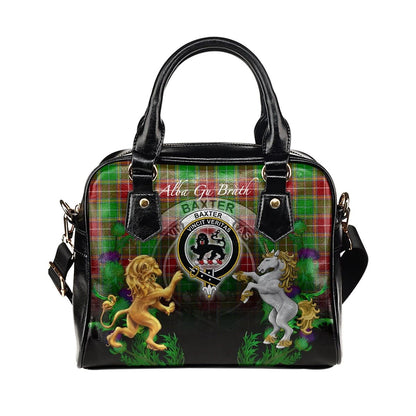 Baxter Modern Tartan Shoulder Handbag Lion Unicorn Thistle Style