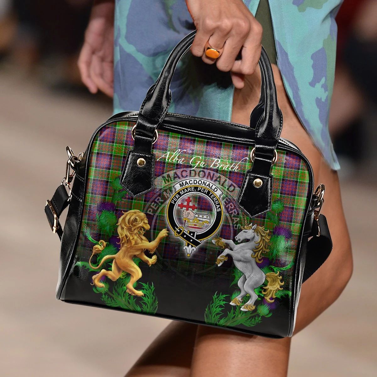 MacDonald of Clanranald Tartan Shoulder Handbag Lion Unicorn Thistle Style