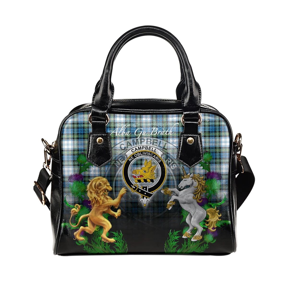 Campbell Dress Ancient Tartan Shoulder Handbag Lion Unicorn Thistle Style