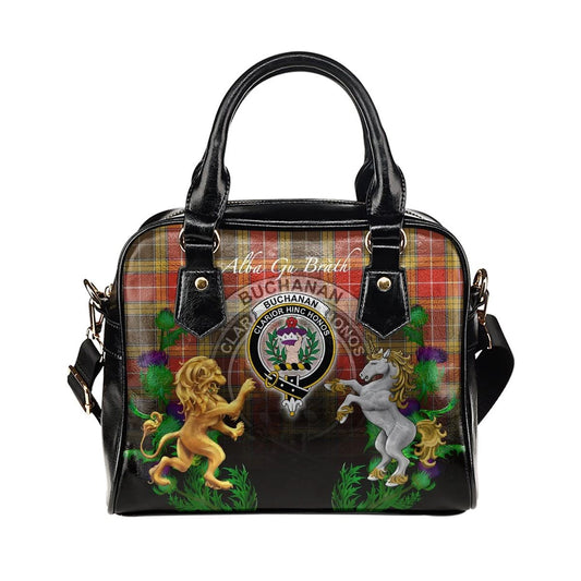 Buchanan Old Set Weathered Tartan Shoulder Handbag Lion Unicorn Thistle Style