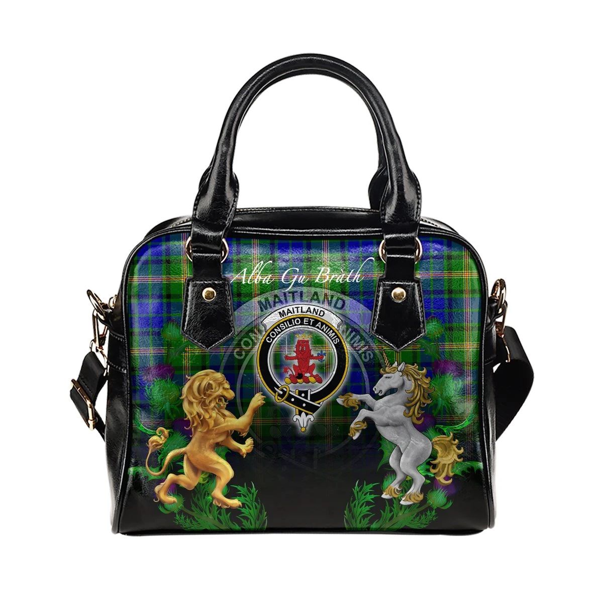 Maitland Tartan Shoulder Handbag Lion Unicorn Thistle Style