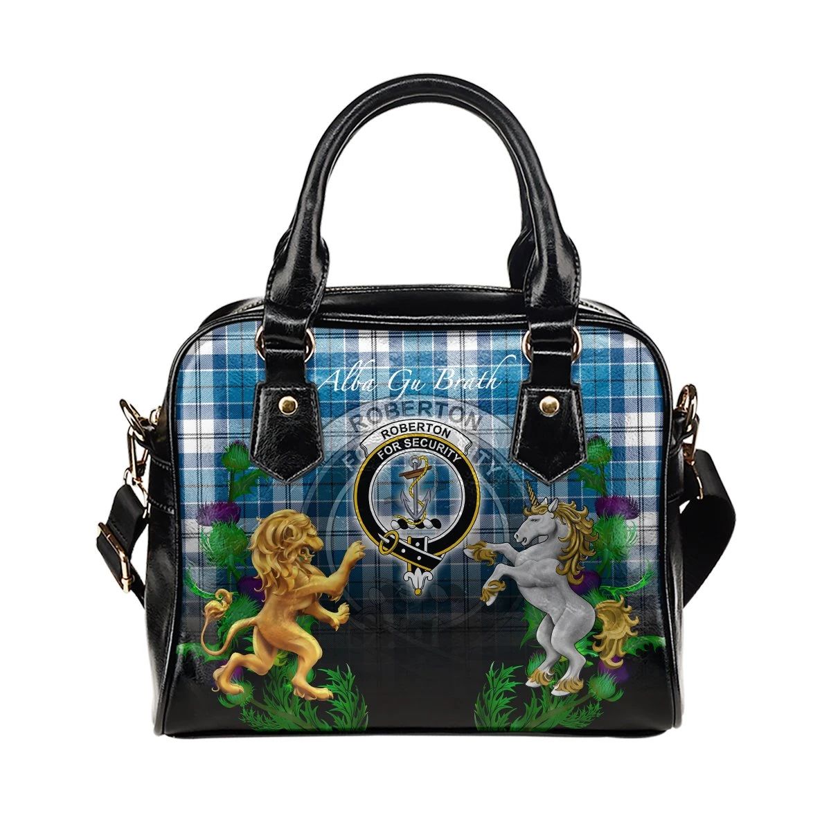 Roberton Tartan Shoulder Handbag Lion Unicorn Thistle Style