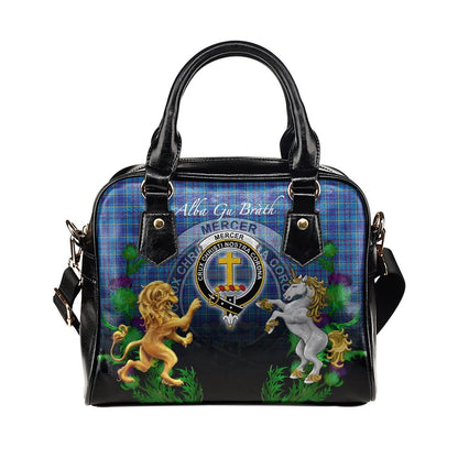 Mercer Modern Tartan Shoulder Handbag Lion Unicorn Thistle Style