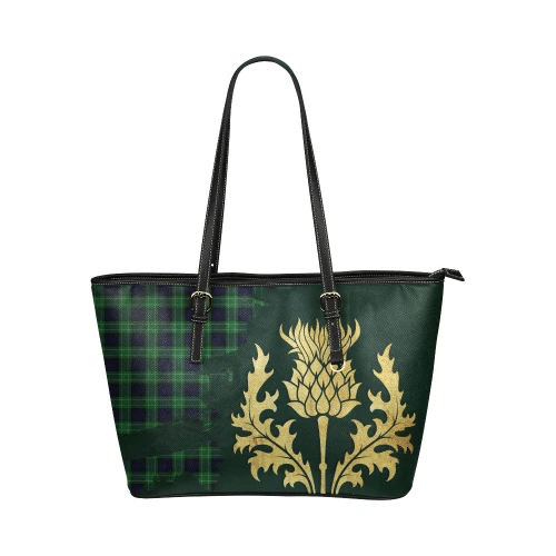 Abercrombie Tartan Leather Tote Bag Thistle Royal Style
