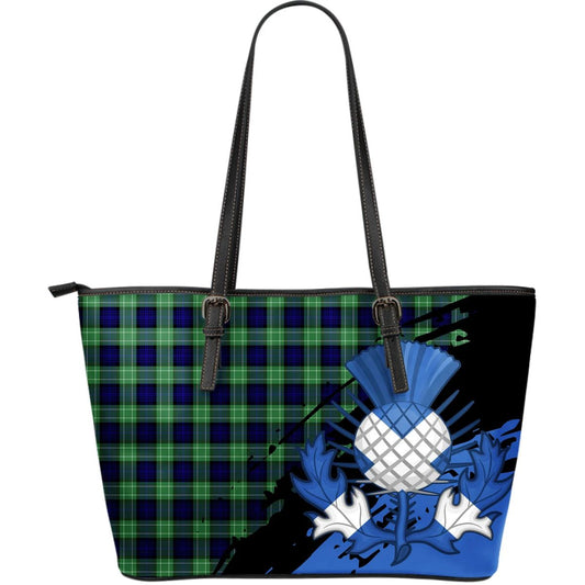 Abercrombie Tartan Leather Tote Bag Thistle Style