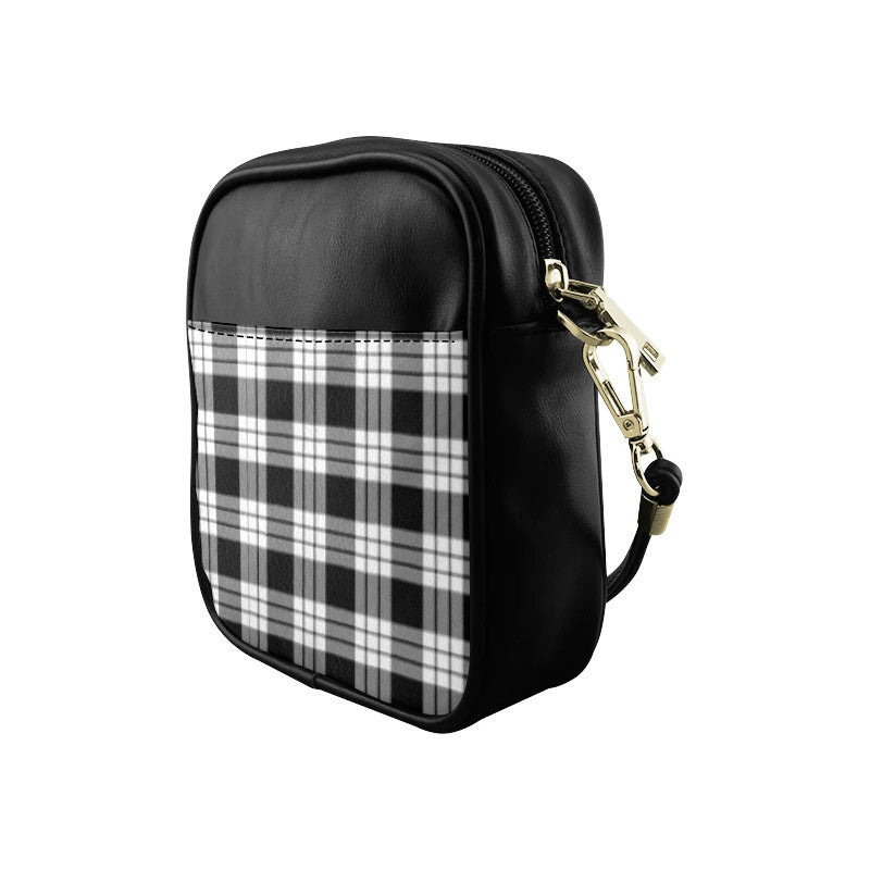 MacFarlane Black _ White Tartan Plaid Sling Bag