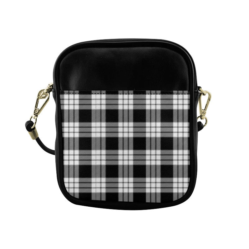 MacFarlane Black _ White Tartan Plaid Sling Bag