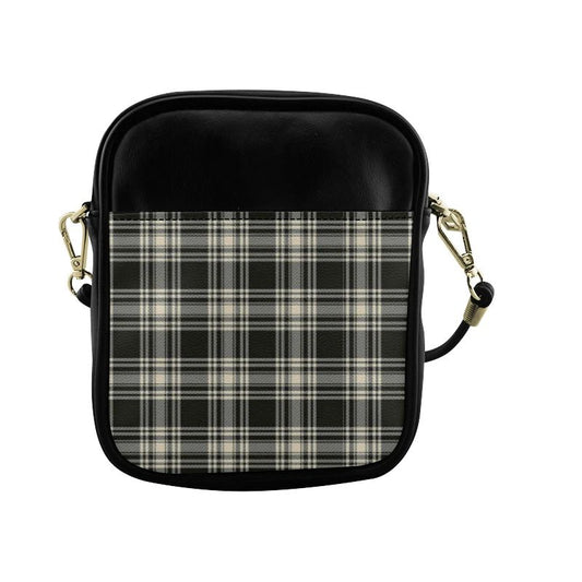 Menzies Black _ White Ancient Tartan Plaid Sling Bag