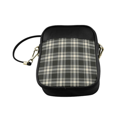 Menzies Black _ White Ancient Tartan Plaid Sling Bag