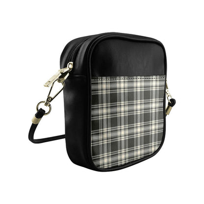 Menzies Black _ White Ancient Tartan Plaid Sling Bag