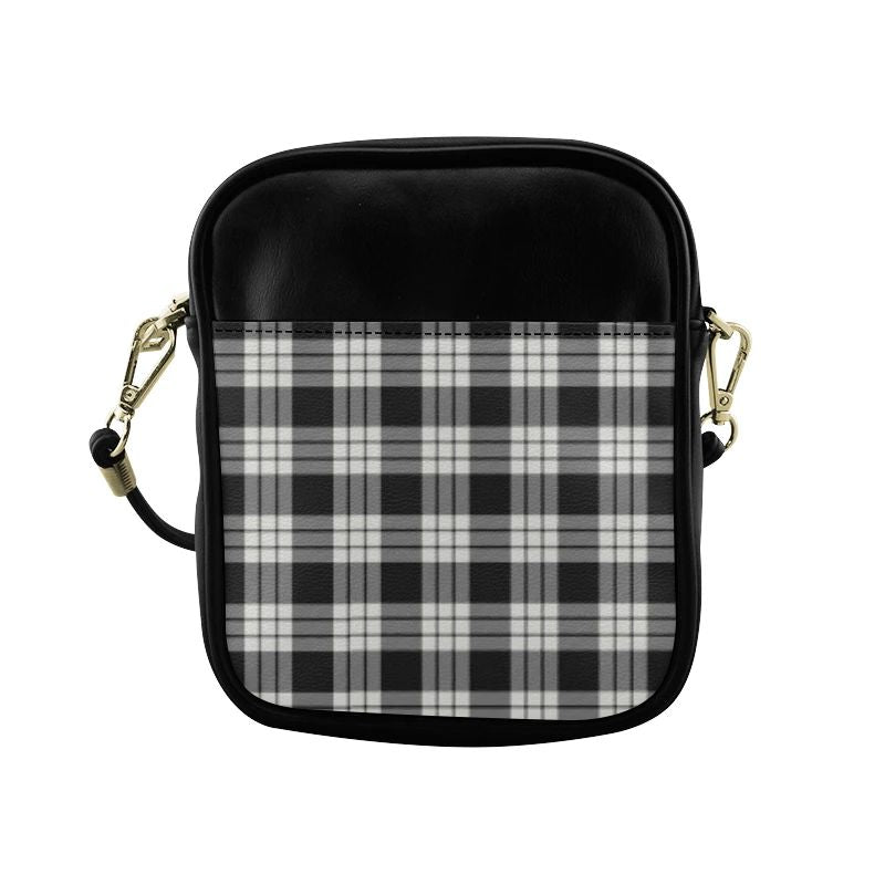 MacFarlane Black _ White Ancient Tartan Plaid Sling Bag