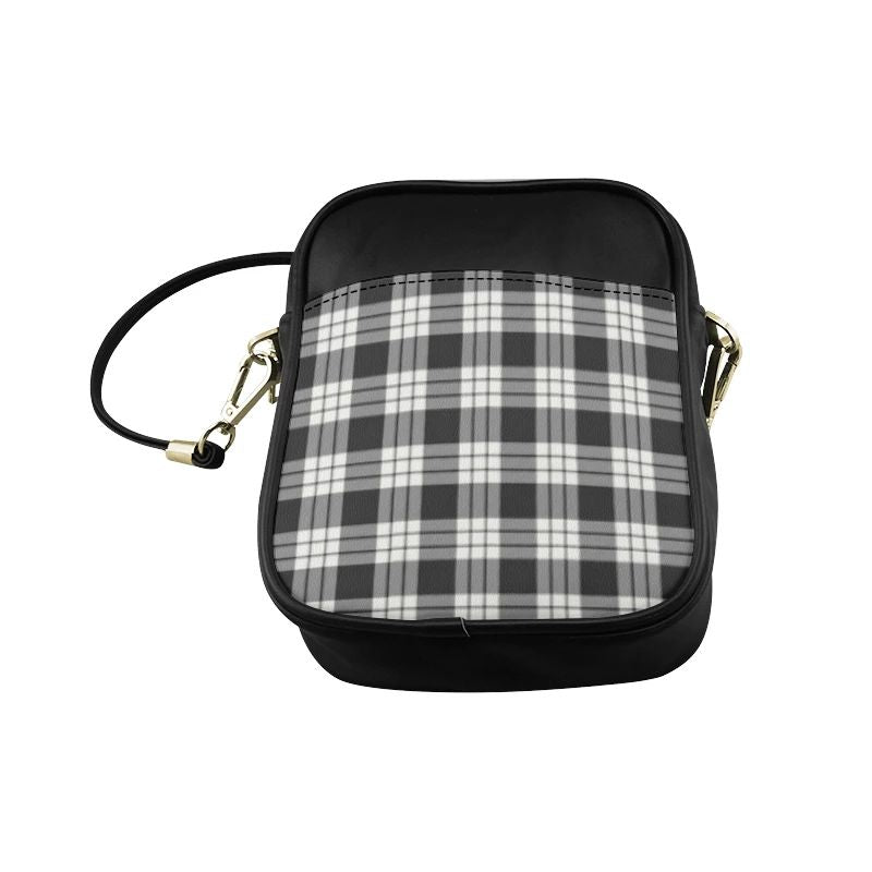 MacFarlane Black _ White Ancient Tartan Plaid Sling Bag