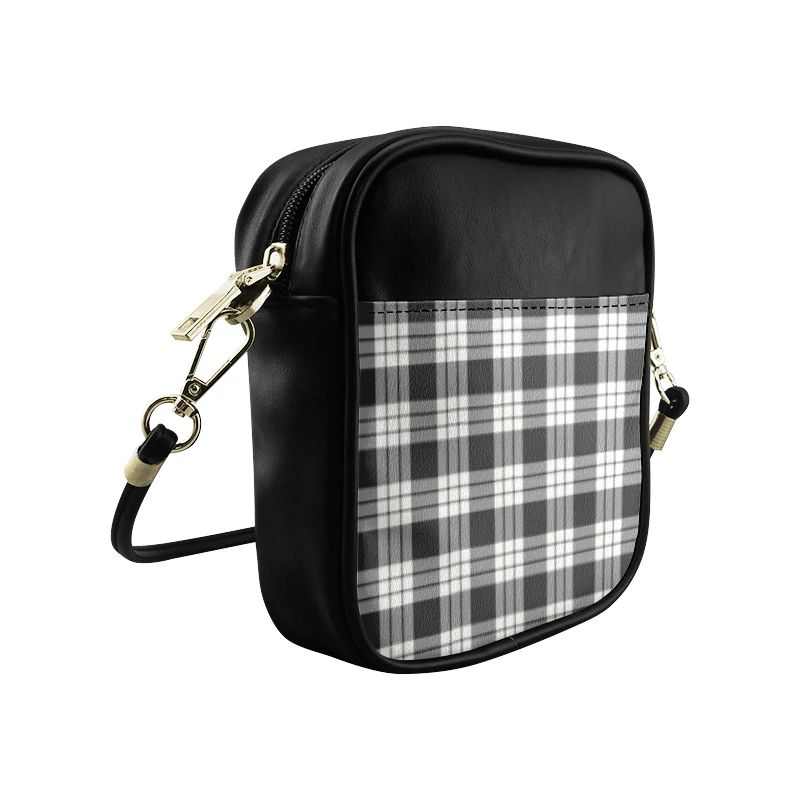 MacFarlane Black _ White Ancient Tartan Plaid Sling Bag