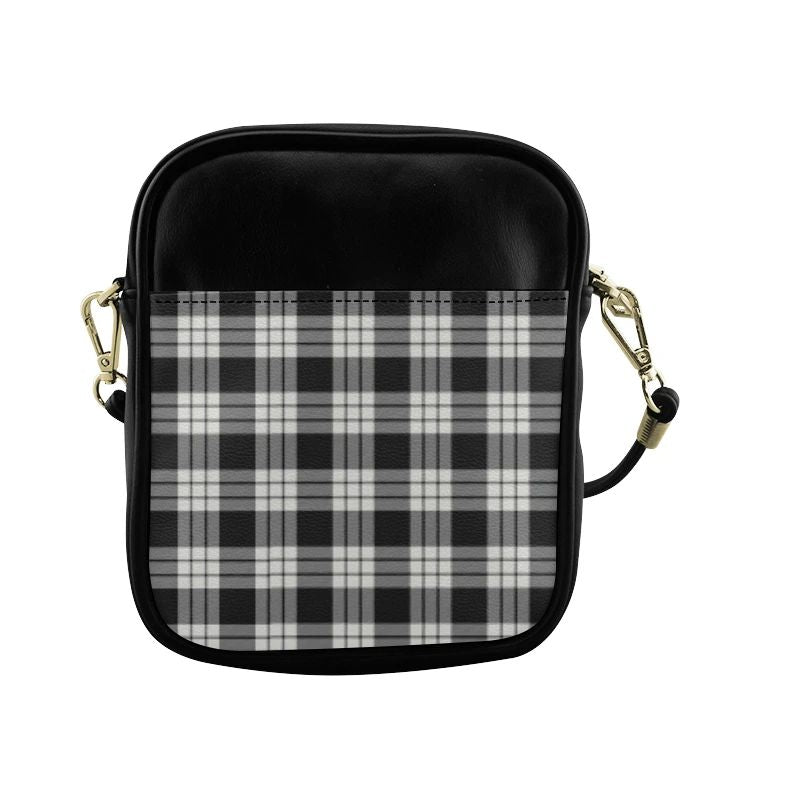 MacFarlane Black _ White Ancient Tartan Plaid Sling Bag