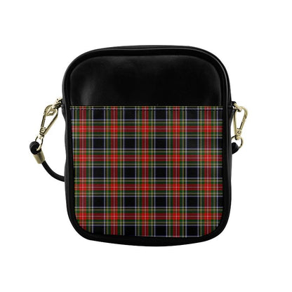 Stewart Black Tartan Plaid Sling Bag